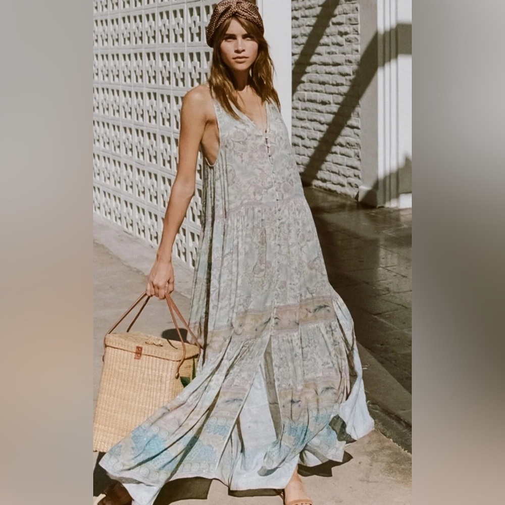 Spell And The Gypsy Oasis Gown and bralette set Maxi Dress Button Small NWOT